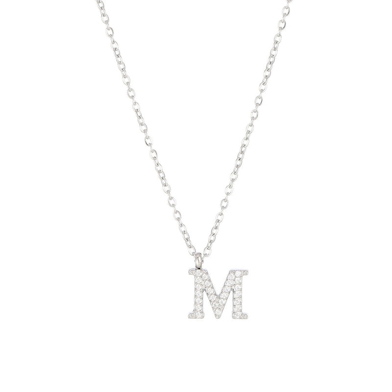 Minimalist Letter 304 Stainless Steel Zircon 16K Gold Plated White Gold Plated Plating Inlay Pendant Necklace