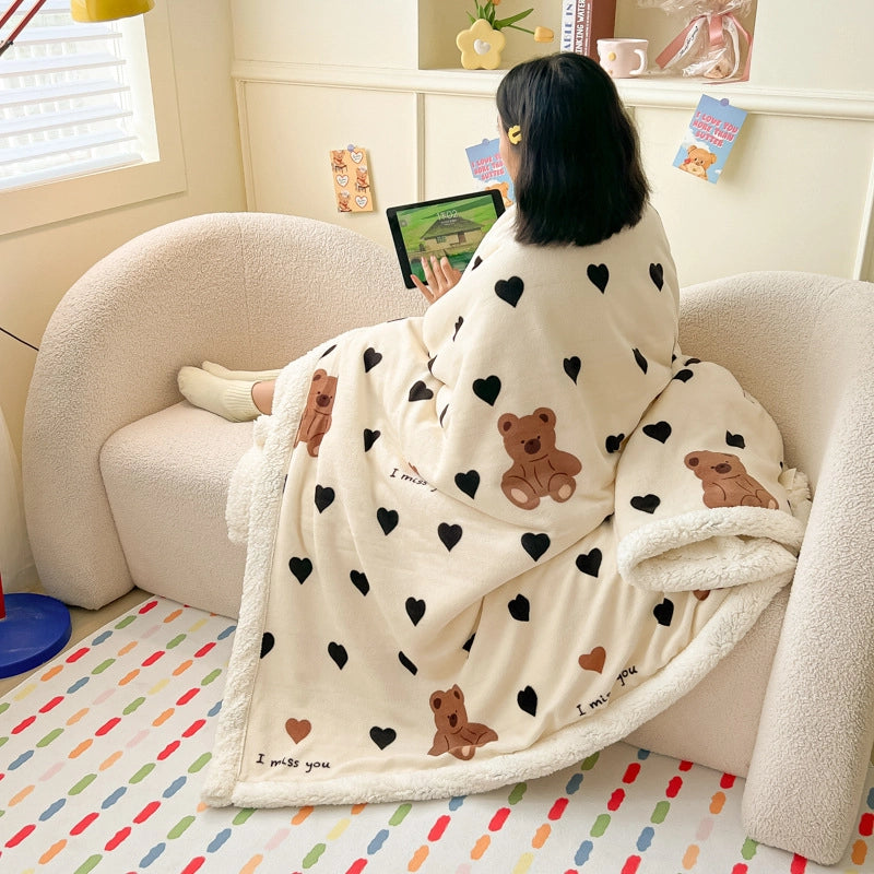Casual Elegant Animal Heart Shape Milk Fiber Blanket Bedding