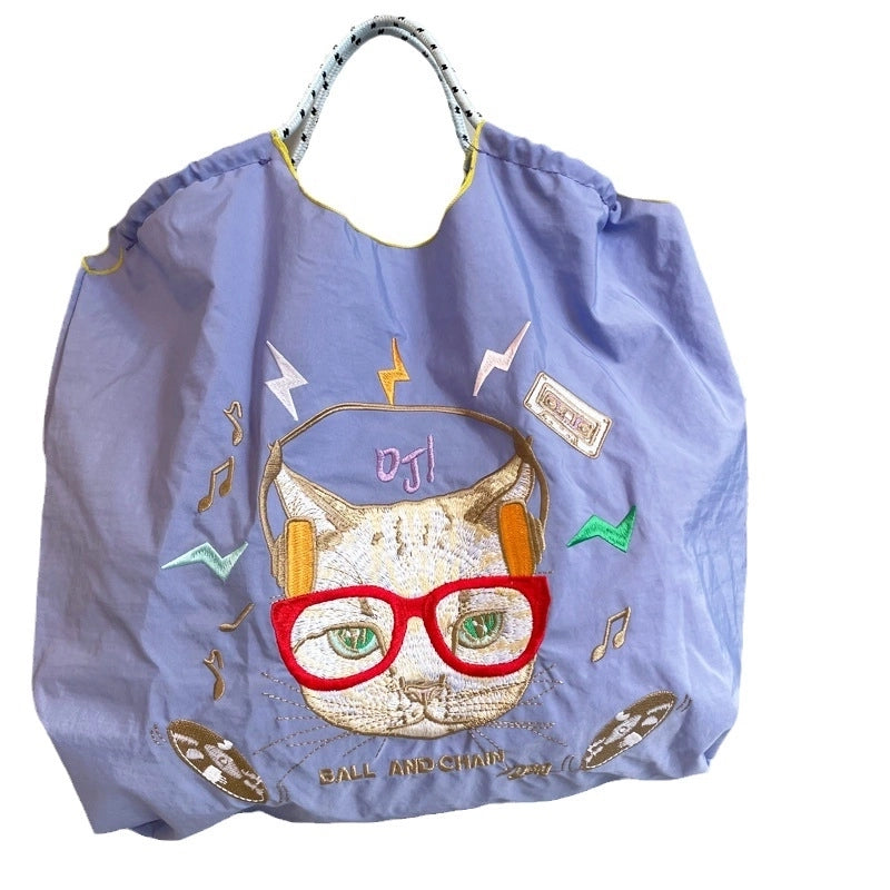 Women's Large Nylon Animal Donuts Basic Classic Style Square Open Shopping Bags