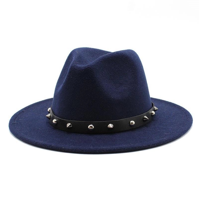 New Decorative Big Brim Jazz Hat  Personalized Top Hat Autumn And Winter Woolen Hat Western Cowboy Hat