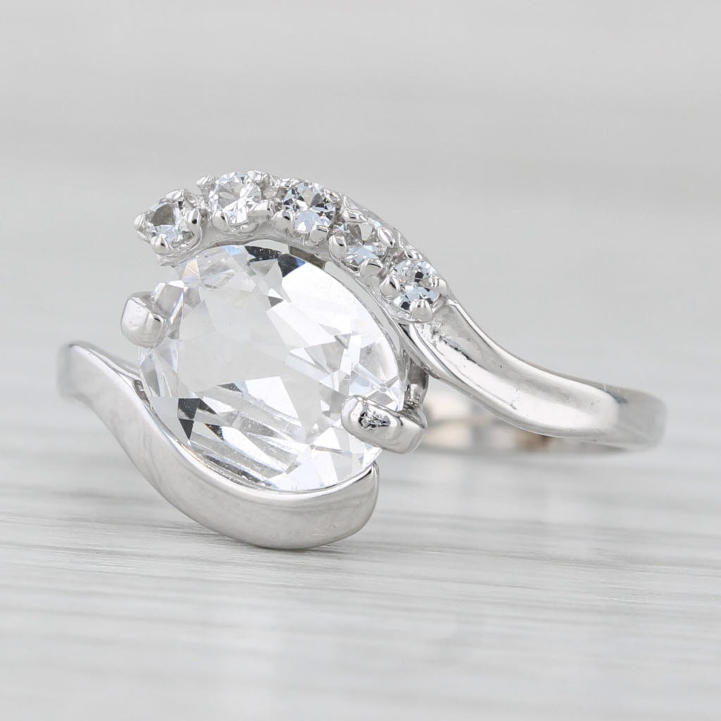 2.35ctw Lab Created Spinel Ring 10k White Gold Size 7.75 Bypass