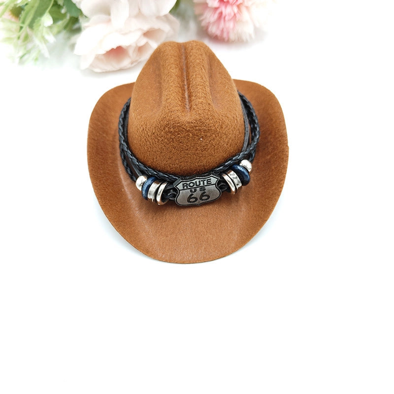 Cowboy Style Polyester Solid Color Pet Hat