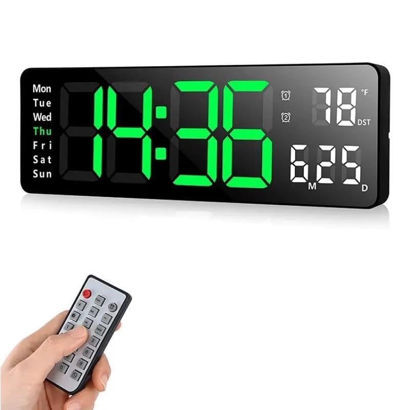 ⚡Prime Day Sale⚡13 Large Digital Clock with Temperature. Date. Auto DST. Night Light. Auto Brightness Dimmer