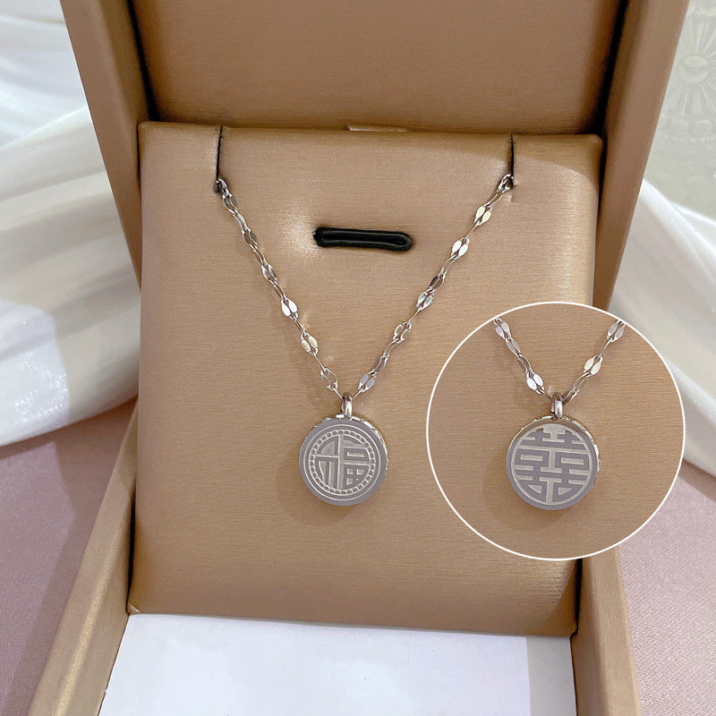 2 Pieces Cartoon Leaf Gourd Lily Of The Valley Geometric Titanium Steel Electroplating Necklaces