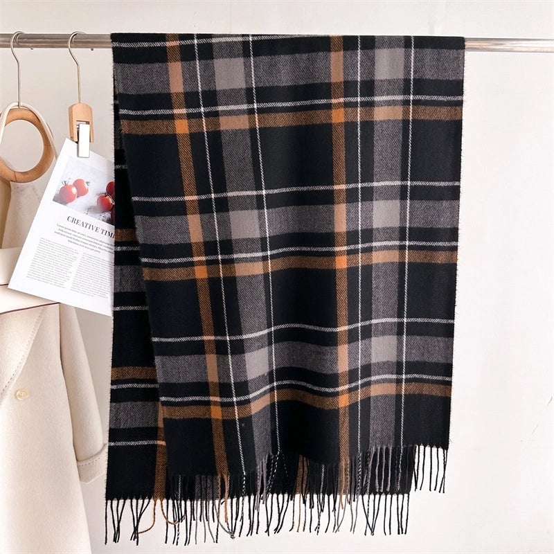 Unisex Business Basic Minimalist Tassel Imitation Cashmere Polyester Scarf