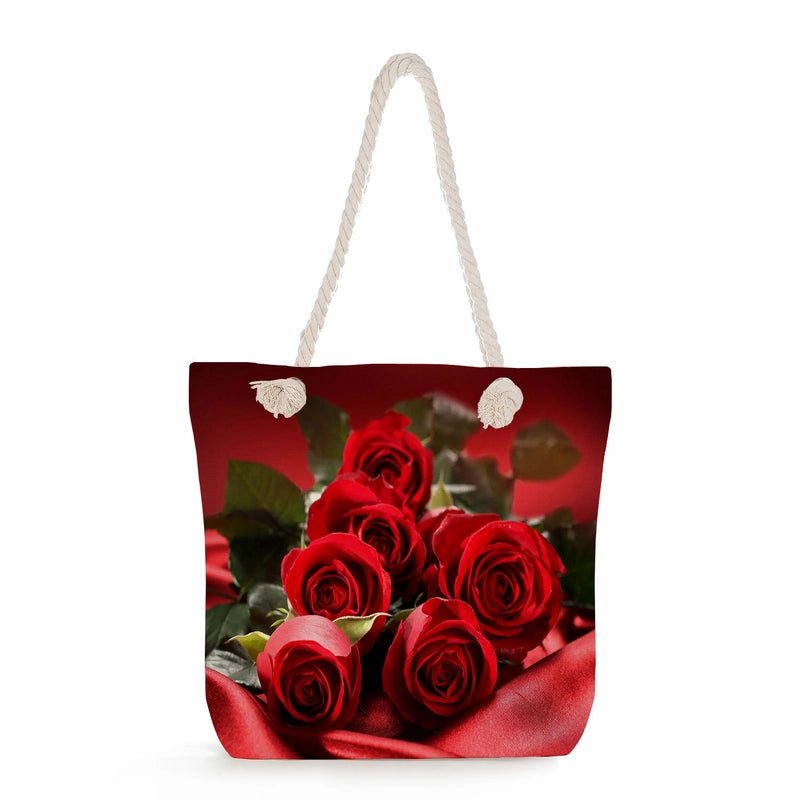 Women's Cotton And Linen Heart Shape Classic Style Square Zipper Tote Bag