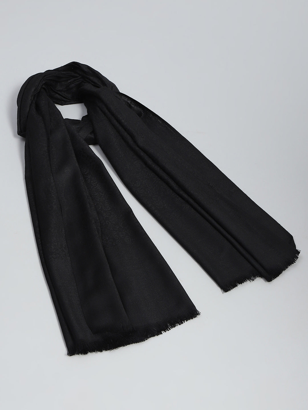 Women Black Solid Shawl