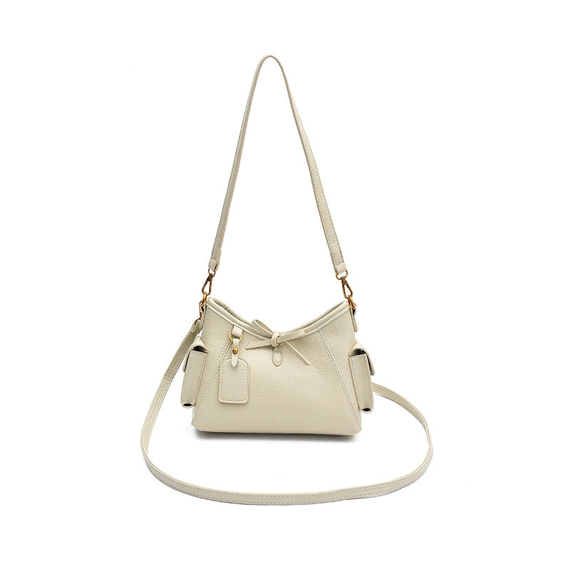 Women's Medium PU Solid Color Elegant Streetwear Bucket Zipper Bucket Bag