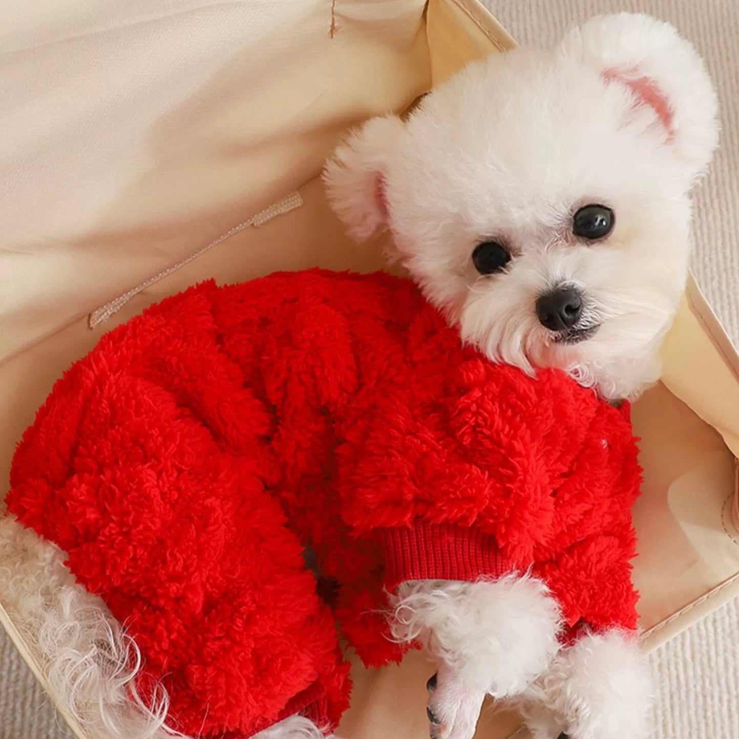 Solid Color Four Legs Fleece Dog Jumpsuits