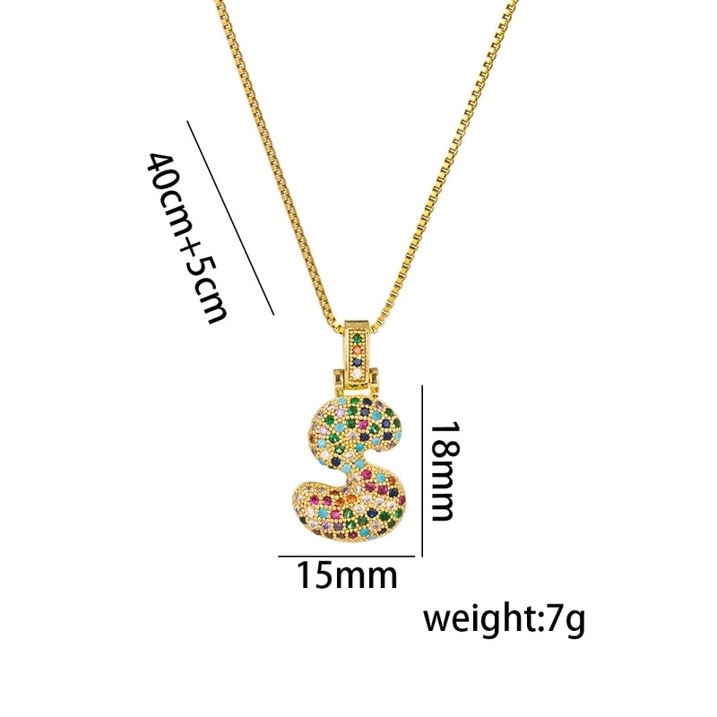 Titanium Steel 18K Gold Plated Minimalist Inlay Letter Zircon Pendant Necklace