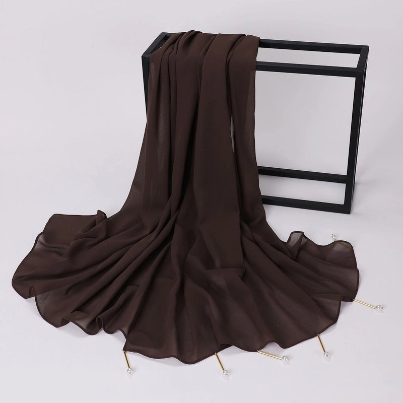 Women's Casual Elegant Sweet Solid Color Chiffon Hijab