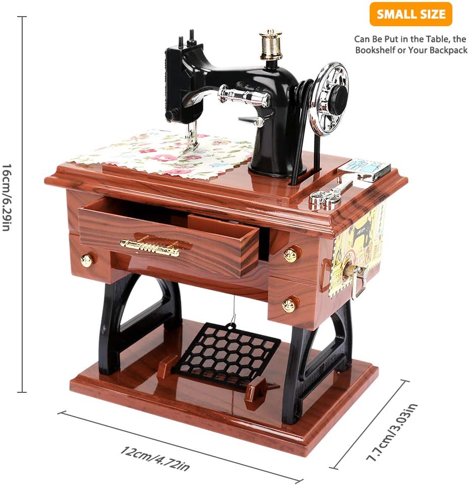 🦋Wood Mini Sewing Machine Music Box