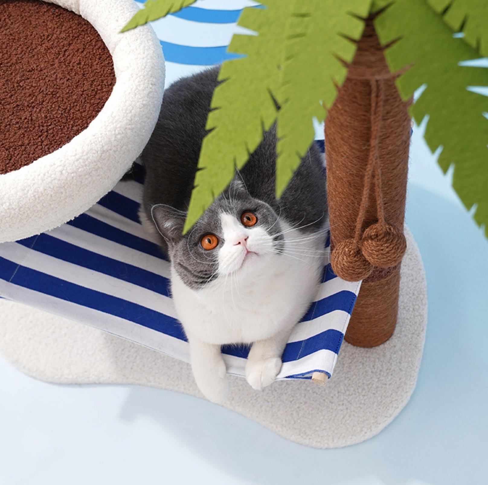 ZeZe Coconut Tree Style Cat Scratching Post With Nest