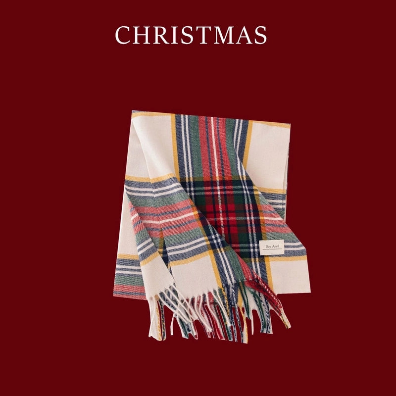 Unisex Elegant Minimalist Lattice Polyester Tassel Scarf