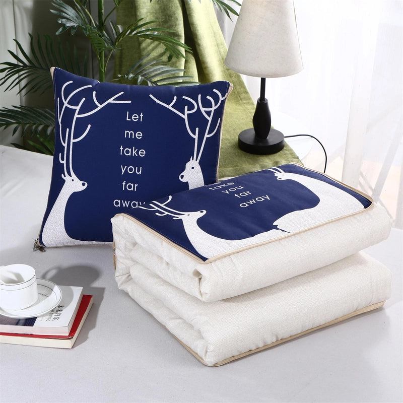 Pillow Quilt Dual-use Two-in-one Four-season Universal Car Thin Cushion Sleeping Blanket Activity Gift Printing