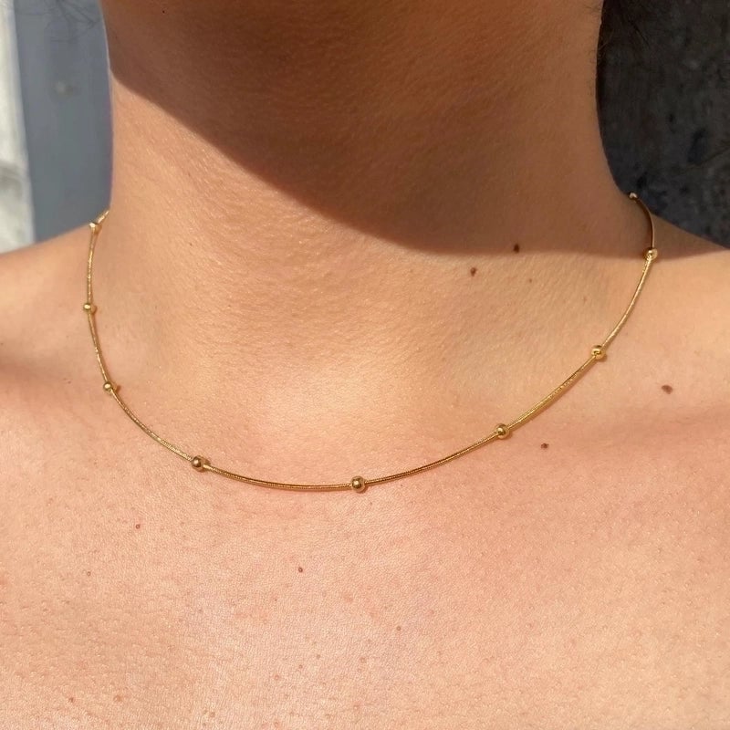304 Stainless Steel 18K Gold Plated Vintage Style Plating Solid Color Necklace