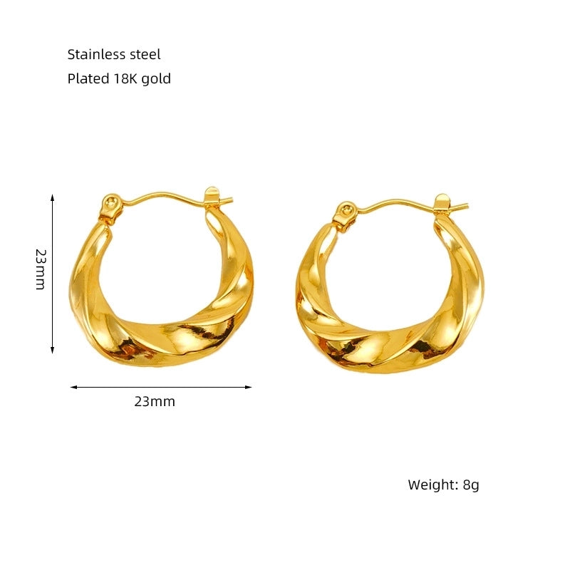 1 Pair Minimalist Bow Knot 304 Stainless Steel 18K Gold Plated Hoop Earrings