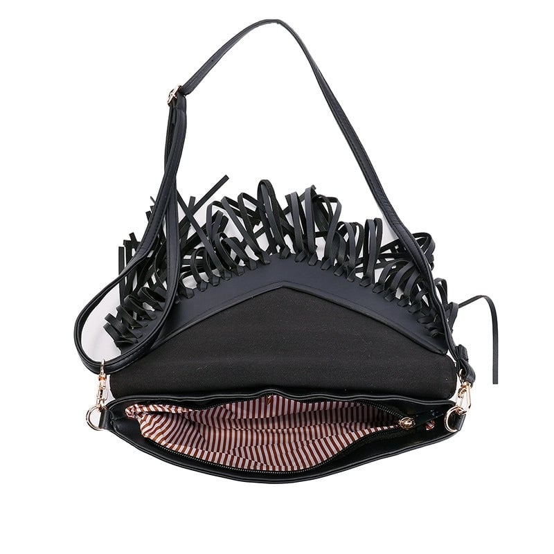 Women's Medium All Seasons Straw Geometric Fashion Tassel Square Zipper Envelope Bag