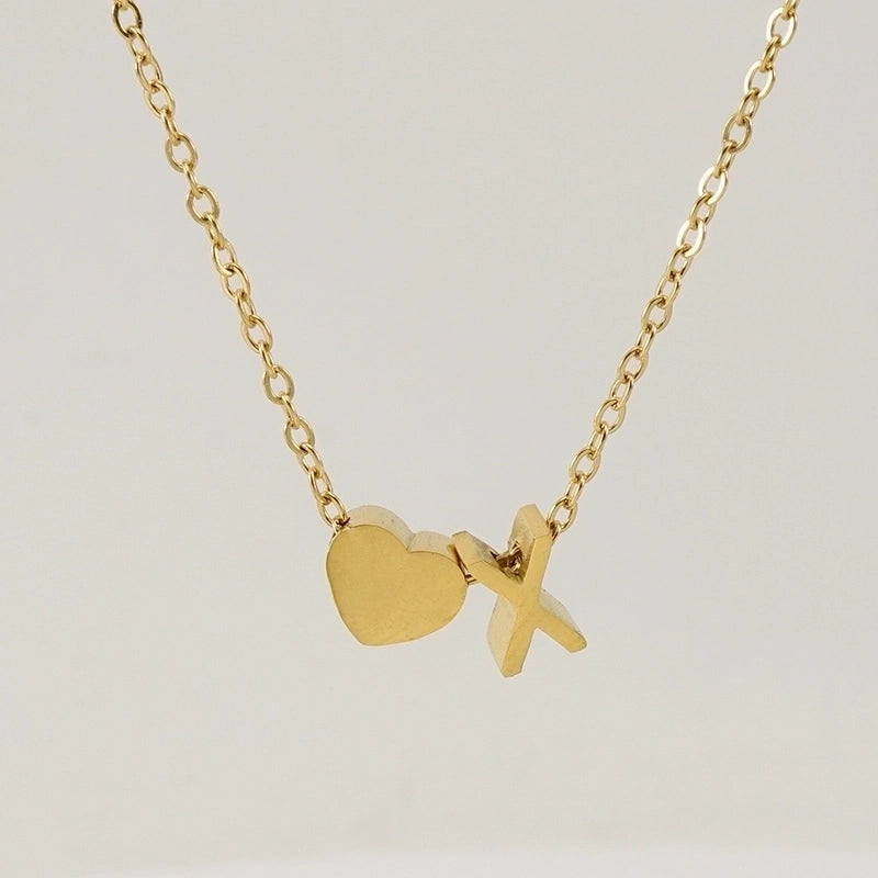 Fashion Letter Heart Shape 304 Stainless Steel 18K Gold Plated Gold Plated Stainless Steel Necklaces