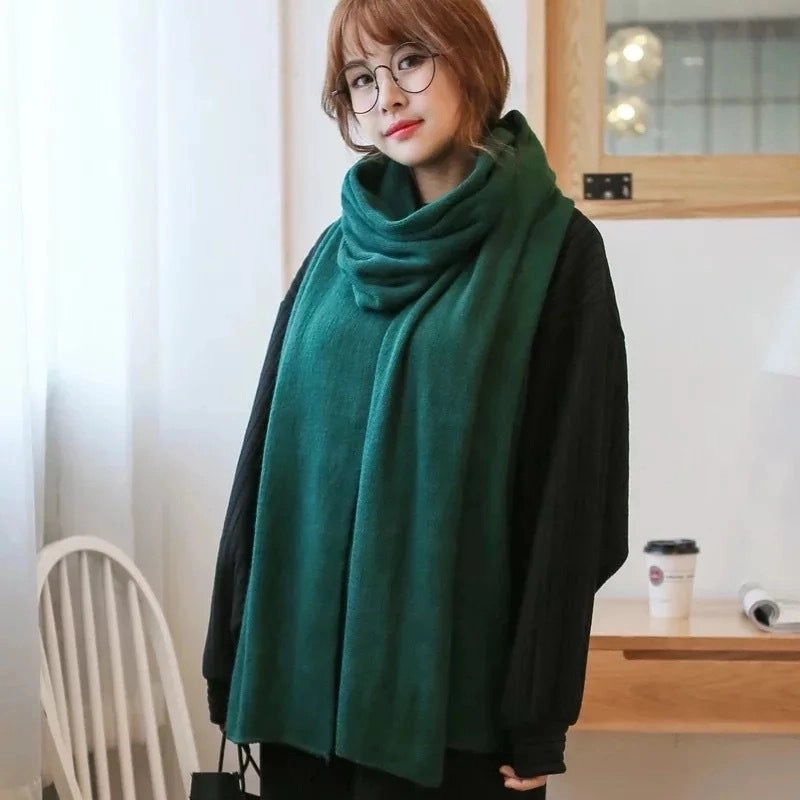 Winter Knitted Wool Scarf Cashmere Solid Color Fashion Shawl Warm Extended Scarf