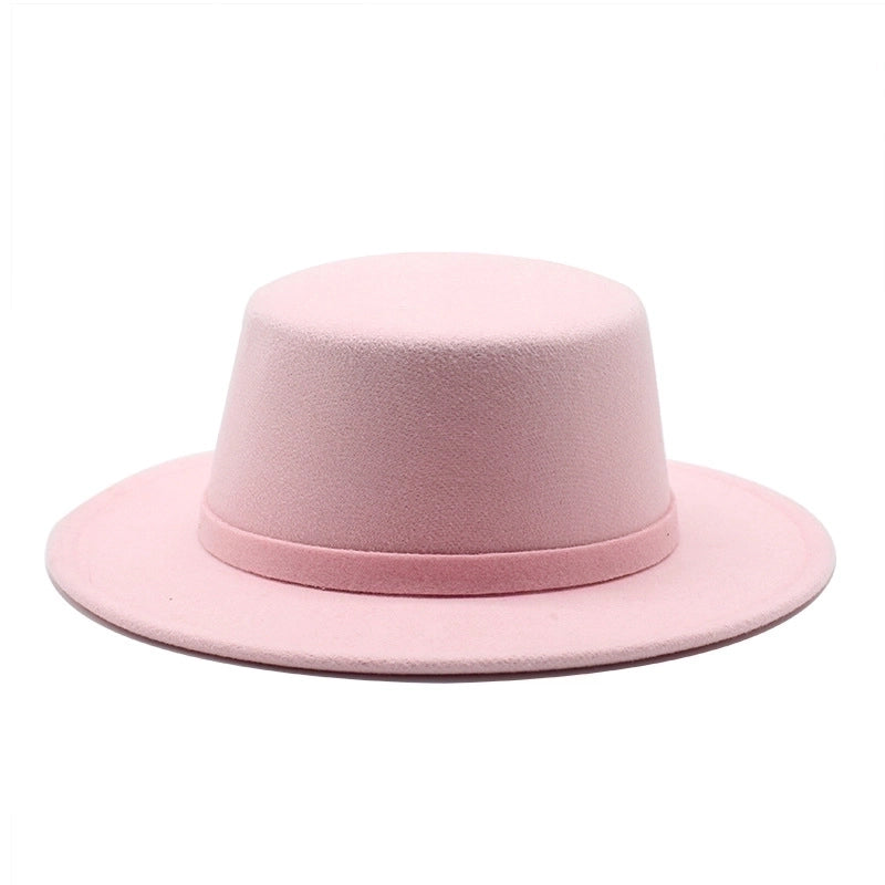 Unisex Fashion Solid Color Embroidery Big Eaves Fedora Hat
