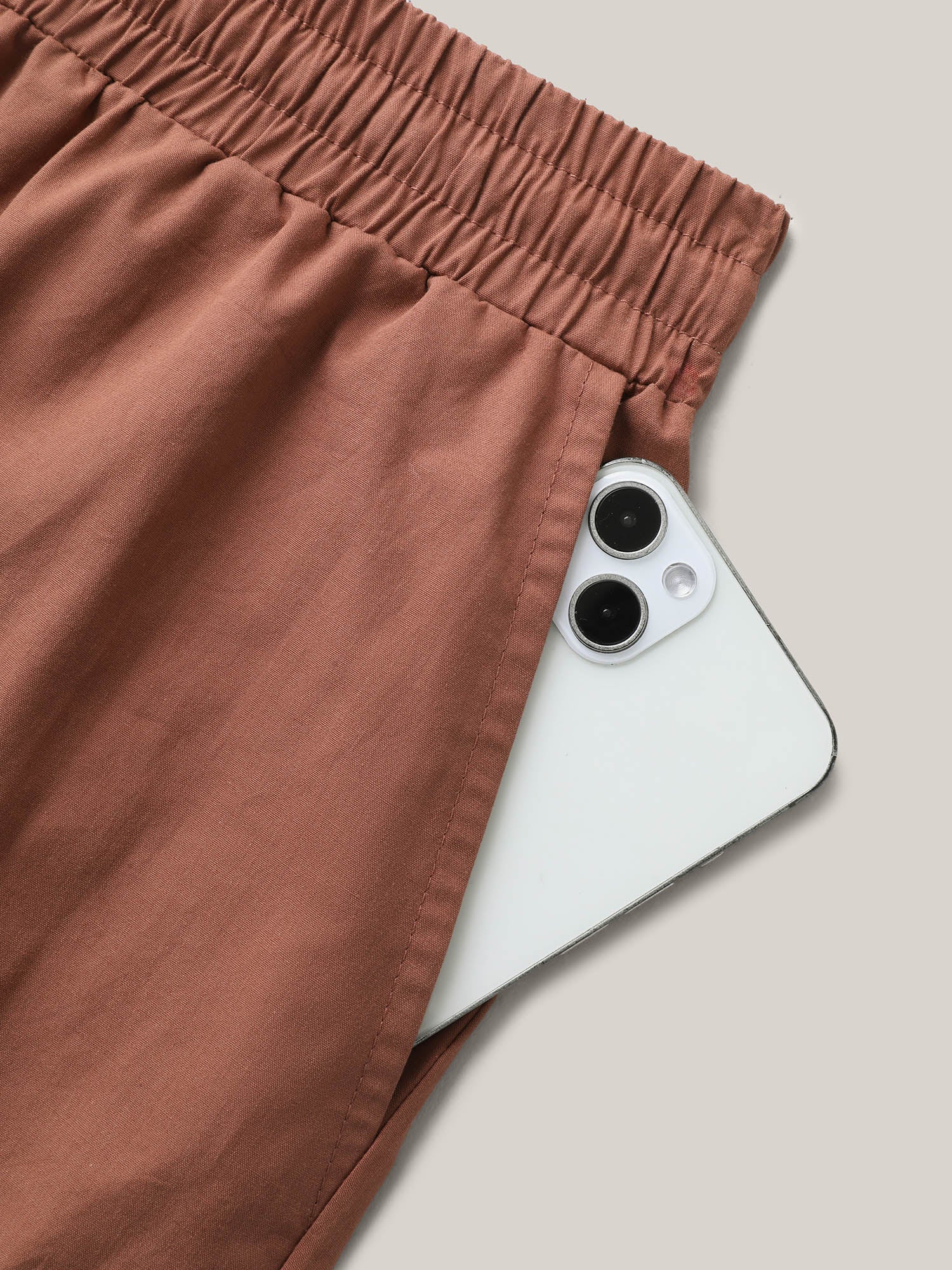 Cotton Drawstring Straight-Leg Pants