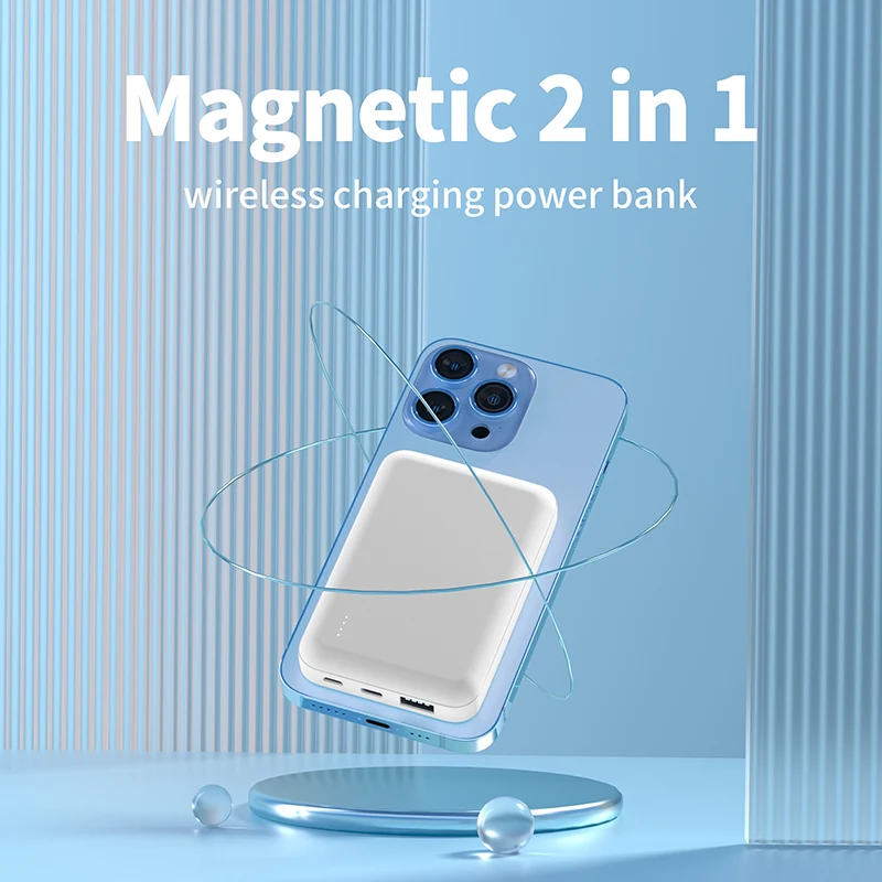 Capacity Pocket 10W Magnetic Wireless Charging Powerbank 5000mah With Usb Portable Mini Power Bank