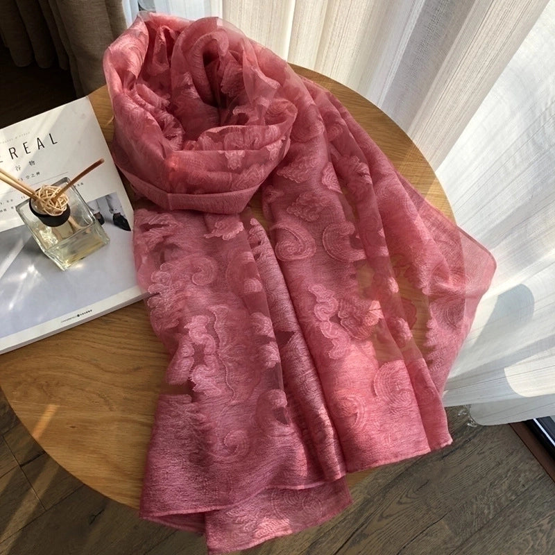 Women's Elegant Solid Color Satin Silk Scarves