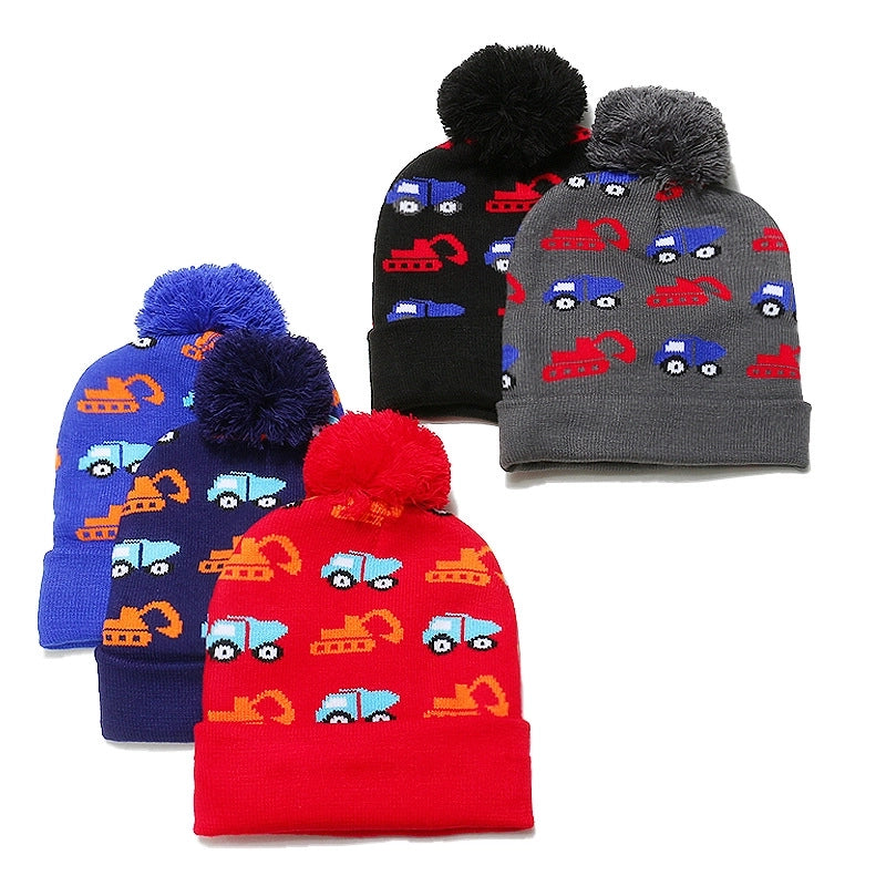 Children Unisex Casual Car Pom Poms Jacquard Wool Cap