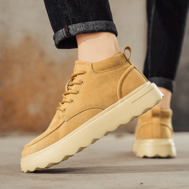 Men's Leather Fashion Trend High-top Casual Shoes