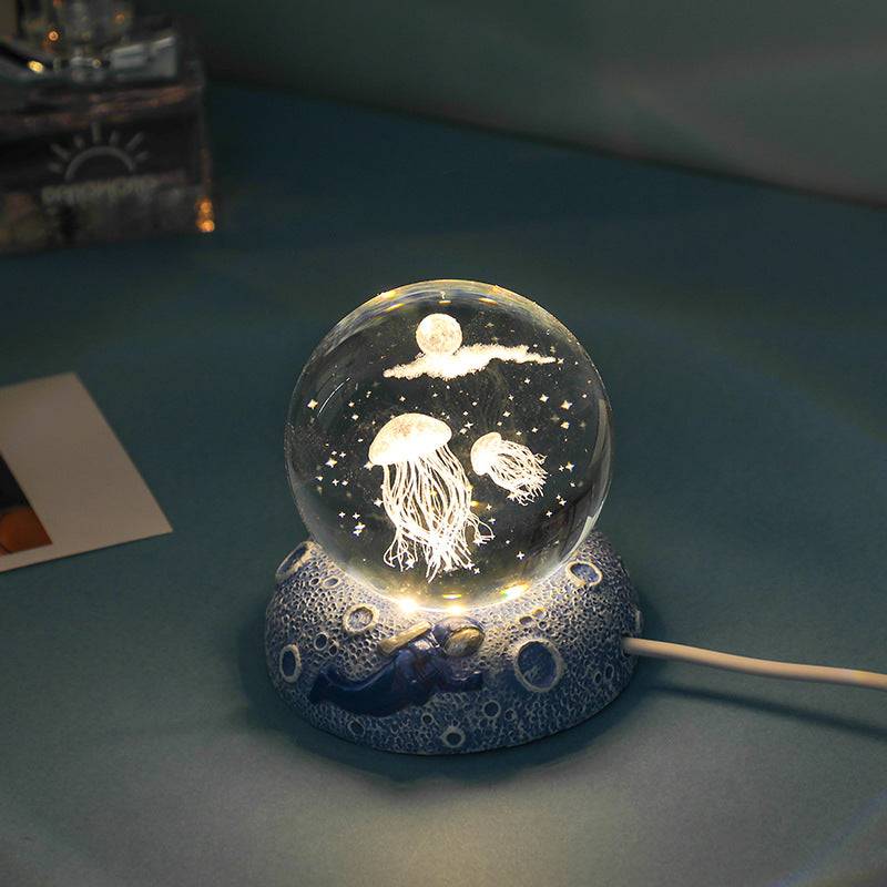 Dreamy Crystal Ocean Globe Night Light Astronaut  Moon Healing Gift