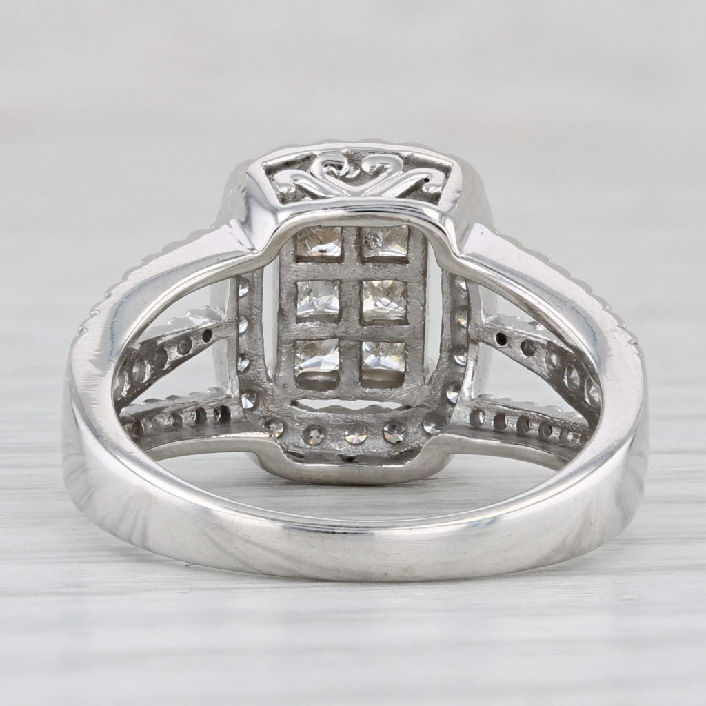 0.91ctw Princess Diamond Halo Engagement Ring 10k White Gold Size 7