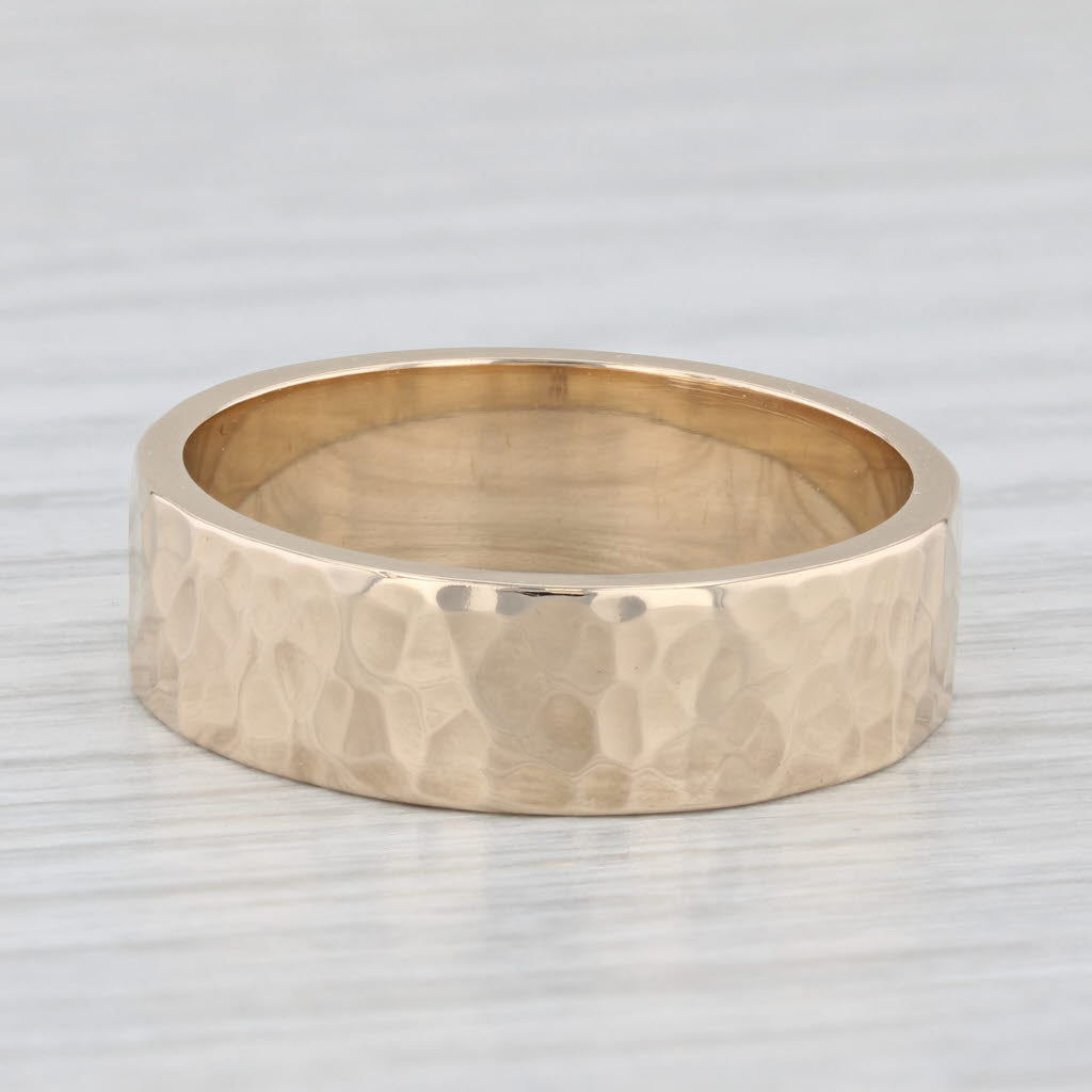 James Avery Amore Band 14k Yellow Gold Hammered Finish Wedding Ring Size 10