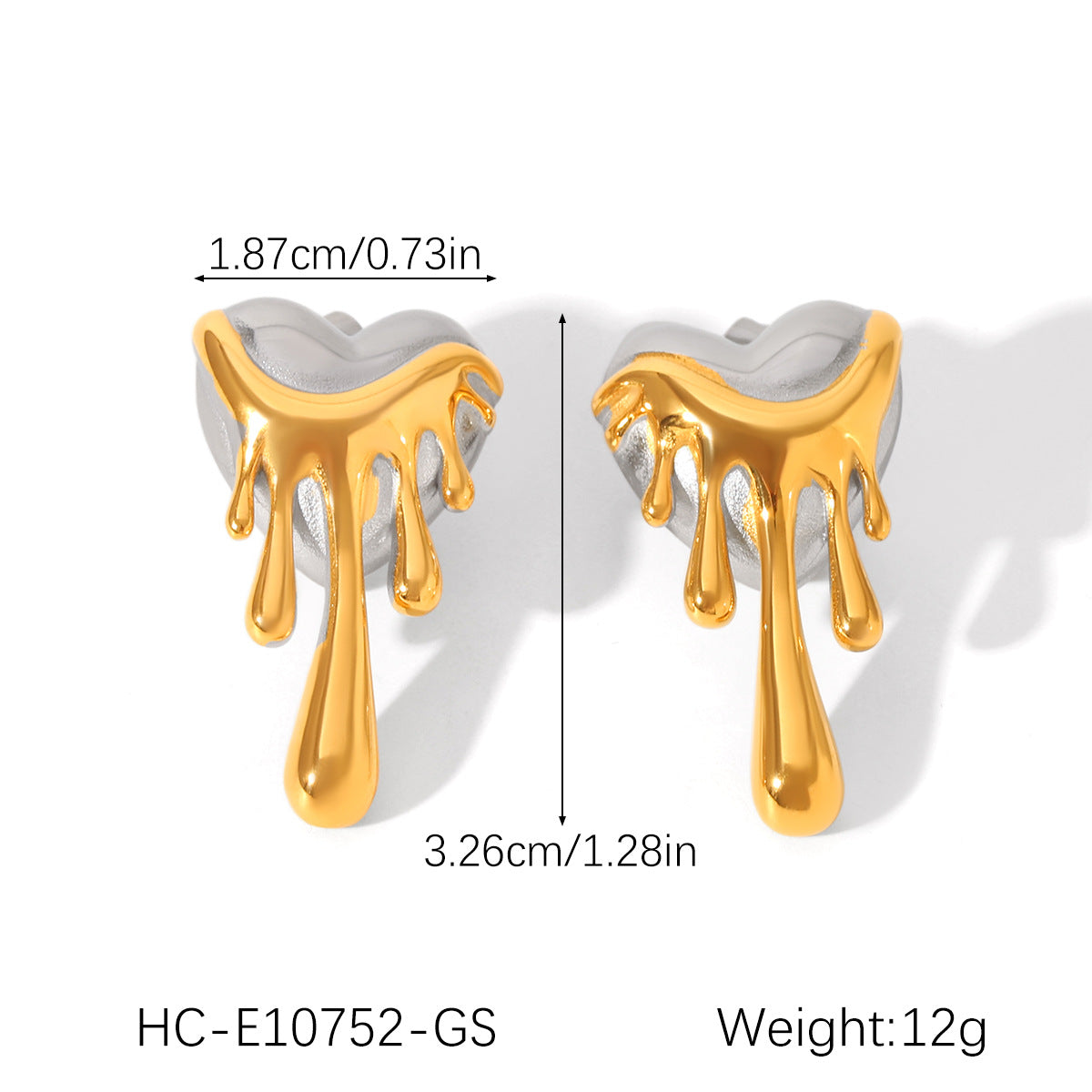Ins Style Color Matching Stainless Steel Lava Love Earrings Female Earrings Melted Heart-Shaped Earrings
