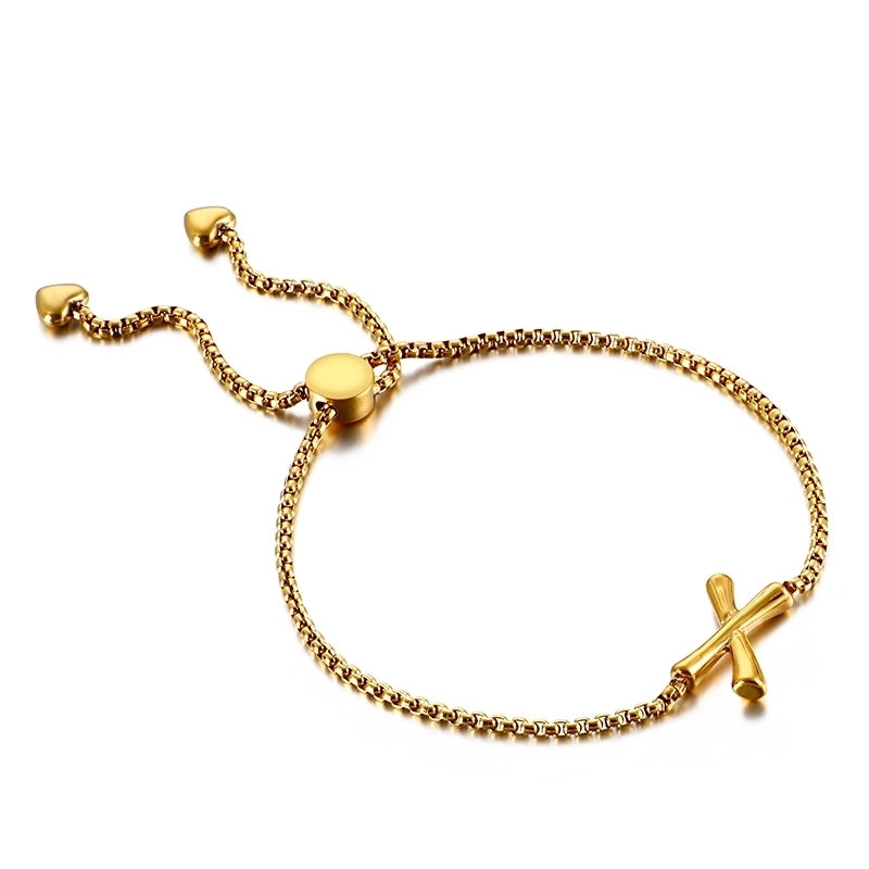 Casual Minimalist Letter Heart Shape Stainless Steel 18K Gold Plated Bracelets In Bulk