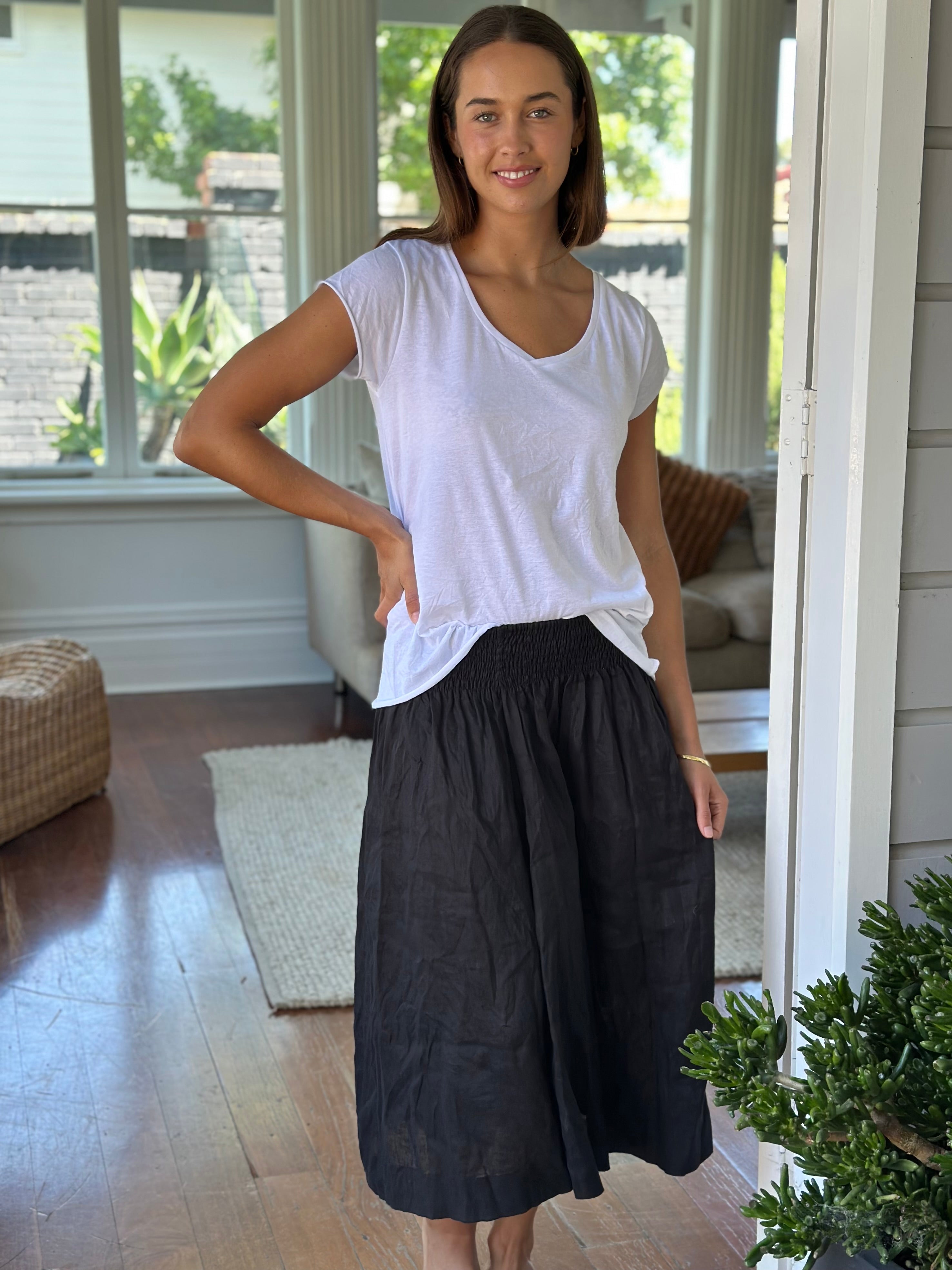 lola skirt - black linen