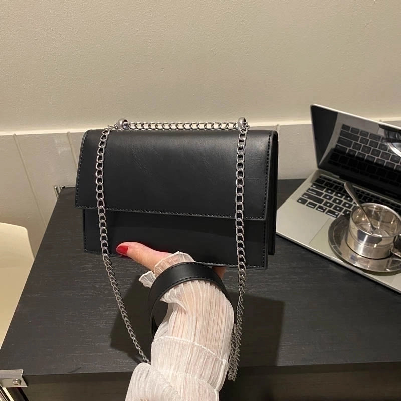 Women's Pu Leather Solid Color Elegant Square Flip Cover Shoulder Bag Crossbody Bag
