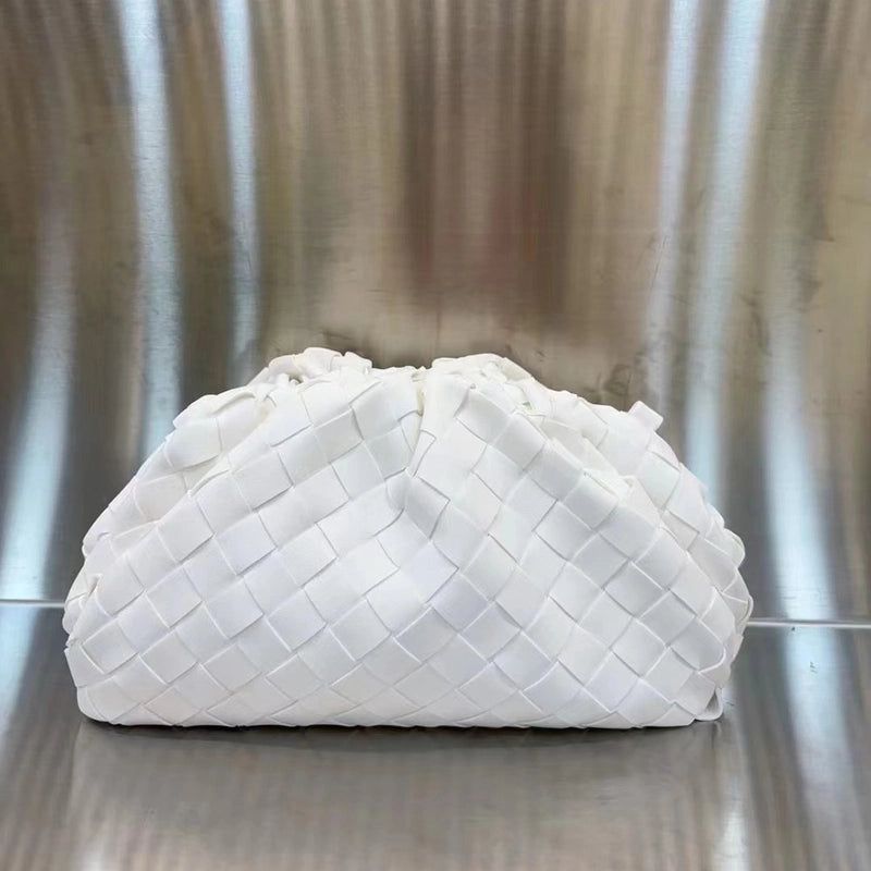 Black Grey Ivory Pu Leather Solid Color Weave Cloud Shape Clutches