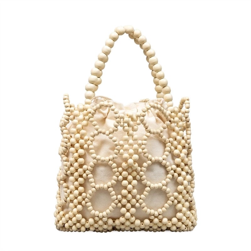 Women's Medium Summer Maple Solid Color Vacation String Straw Bag