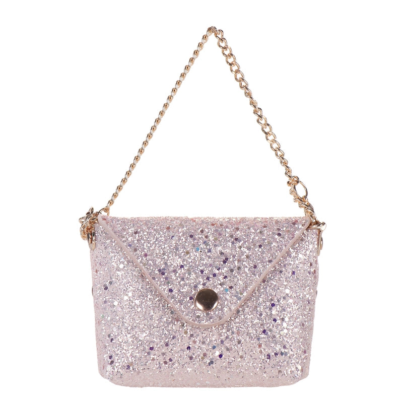 Women's Pu Leather Glittery Elegant Streetwear Square Flip Cover Shoulder Bag