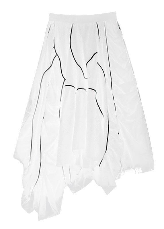 Women White High Waist Cinched Summer Skirts