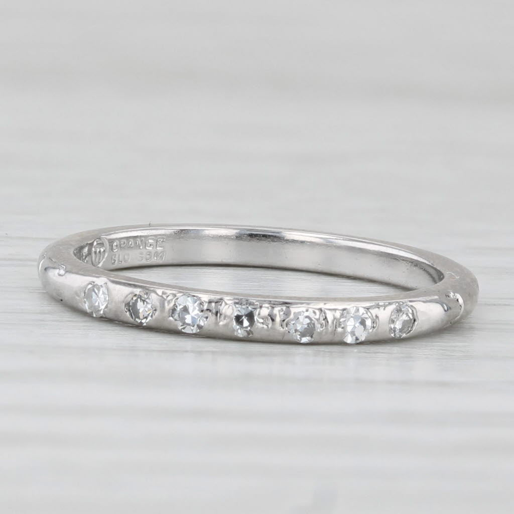 Traub Orange Blossom Art Deco Wedding Band Platinum Stackable Ring Size 4.75
