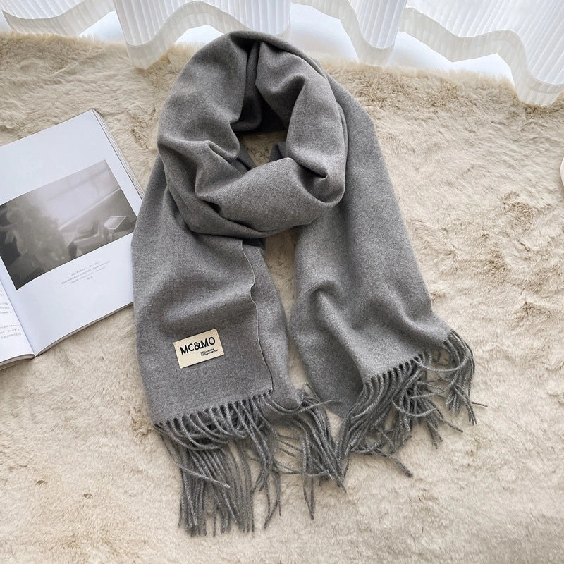 D Cashmere Scarf Solid Color Tassel Shawl Long Couple Warm Imitation Cashmere Scarf Shawl