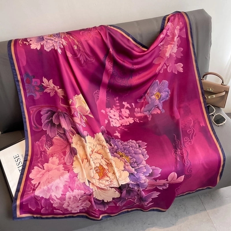 Women's Vintage Style Letter Color Block Polyester Silk Scarves