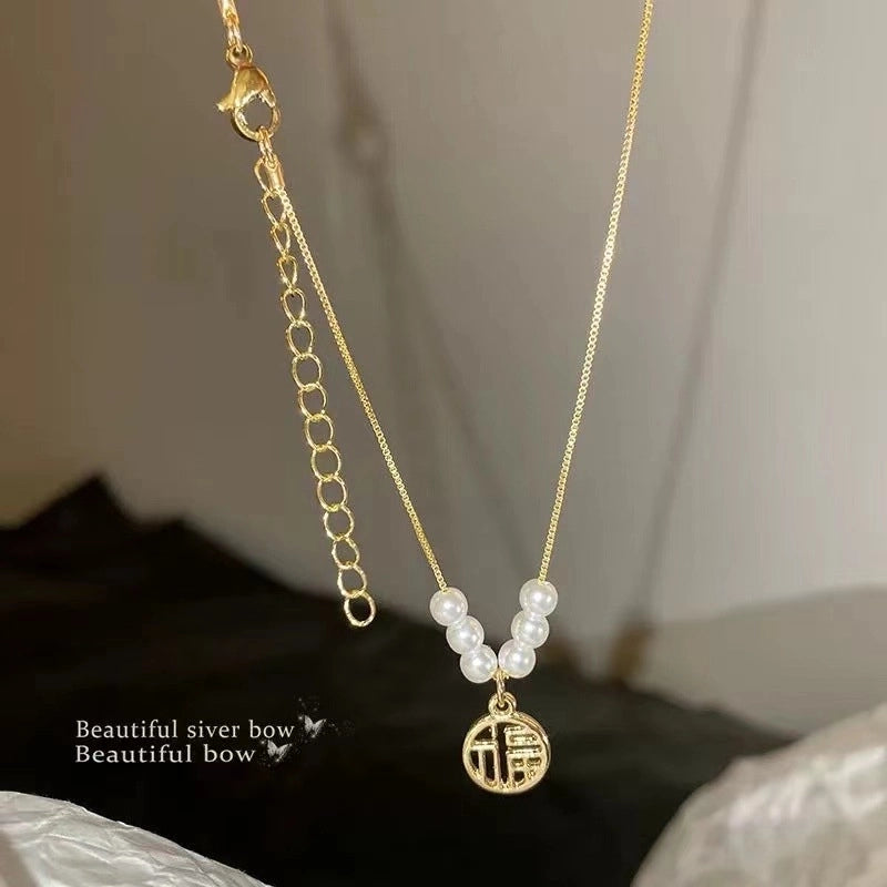 Minimalist Heart Shape Bow Knot Titanium Steel Inlay Zircon Pendant Necklace