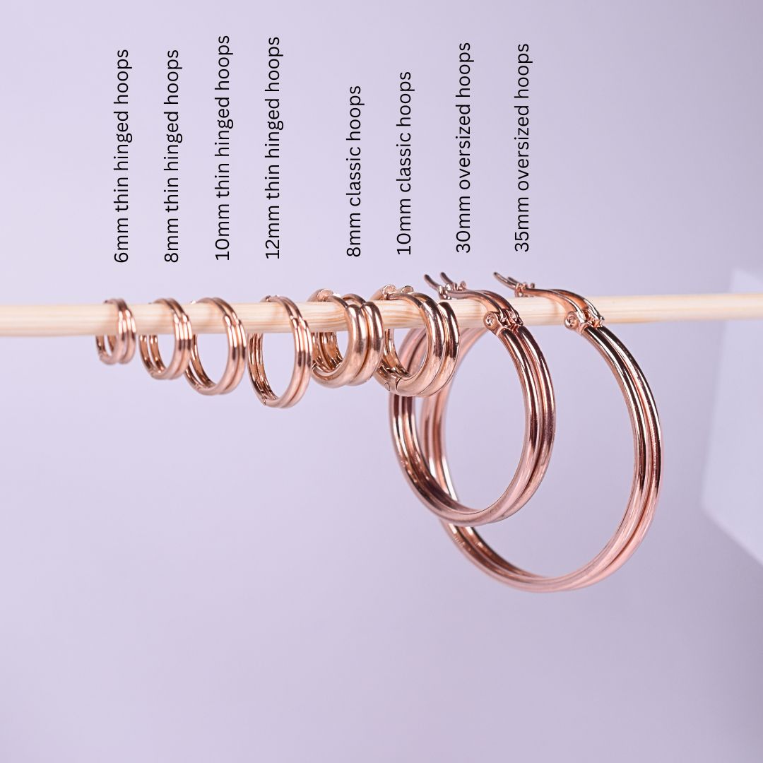 6mm thin hinged hoops - Rose gold