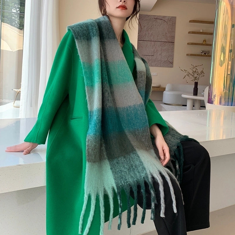 Popular Spring And Winter AC Scarf Warm Thickened Color Plaid Scarf Scarf Shawl Fashionable Western Style Outer Wear