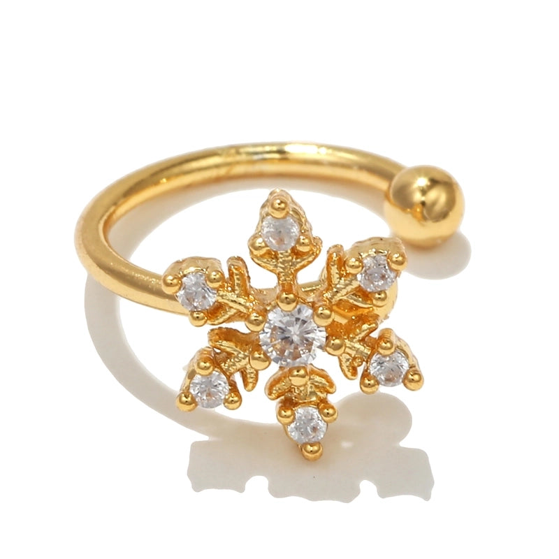 Glam Pentagram Brass Plating Zircon Ear Clips 1 Piece