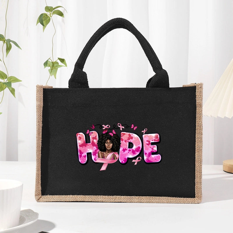 Women's Medium Canvas Letter Basic Classic Style Open Shopping Bags