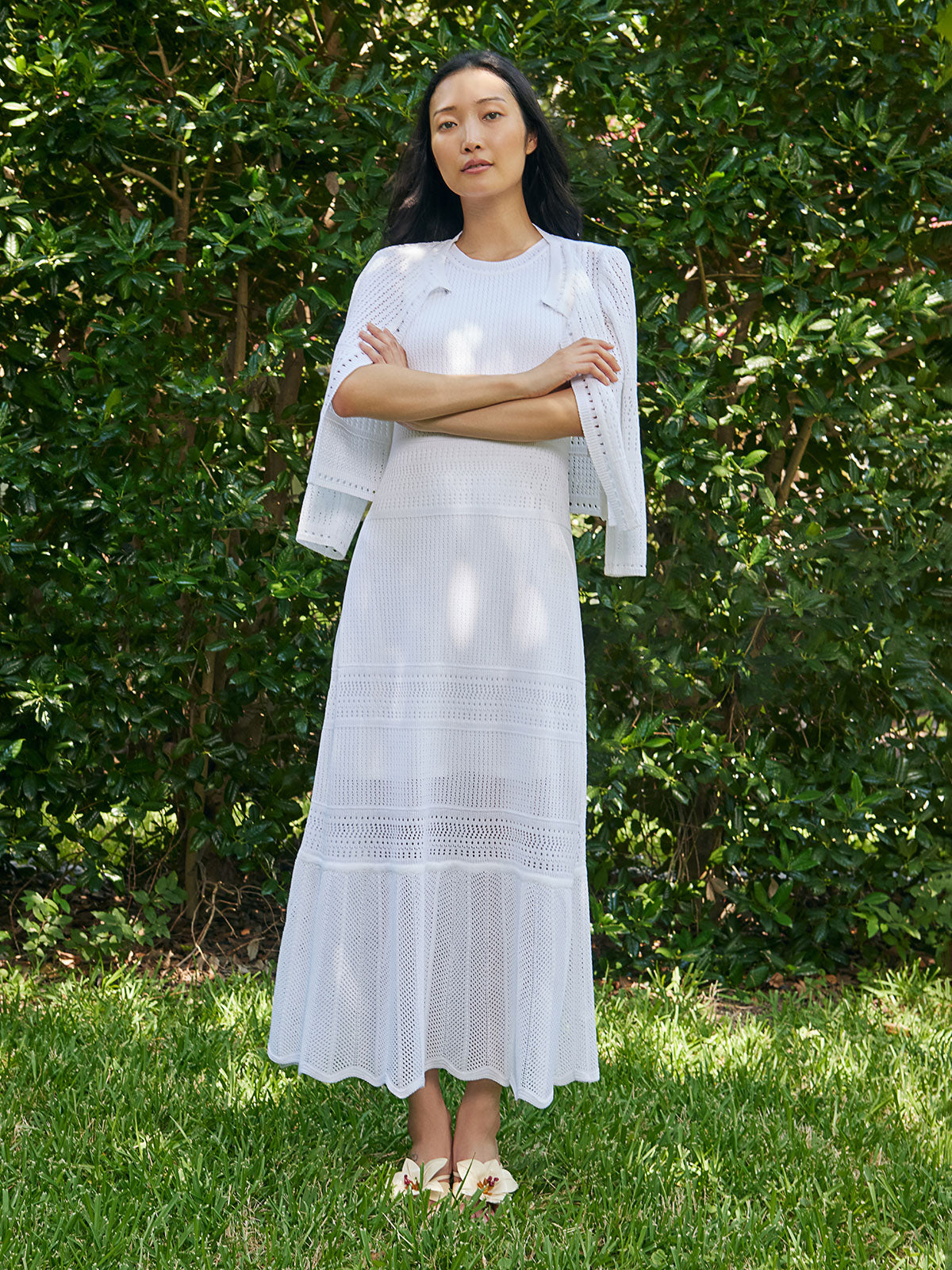 A-Line Pointelle Knit Maxi Dress - Modern Fit